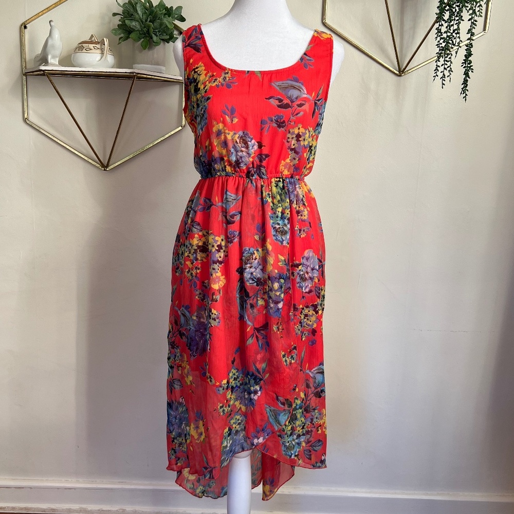 Unique burnt orange floral dress